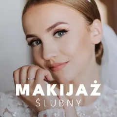 Delikatny makijaż ślubny dla 40-latki, podkreślający naturalne piękno. Panna młoda w welonie i sukni z koronki.