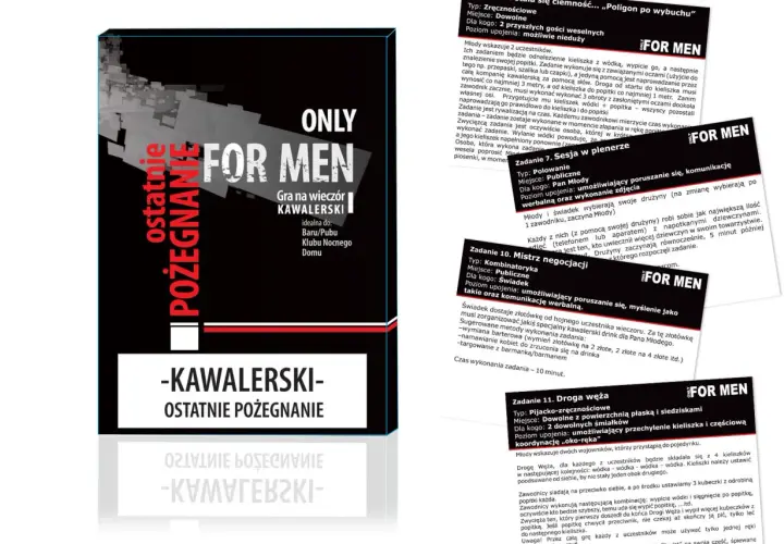 15 zadań zabaw na wieczór kawalerski do wydrukowania. Gra "Ostatnie Pożegnanie" dla panów.