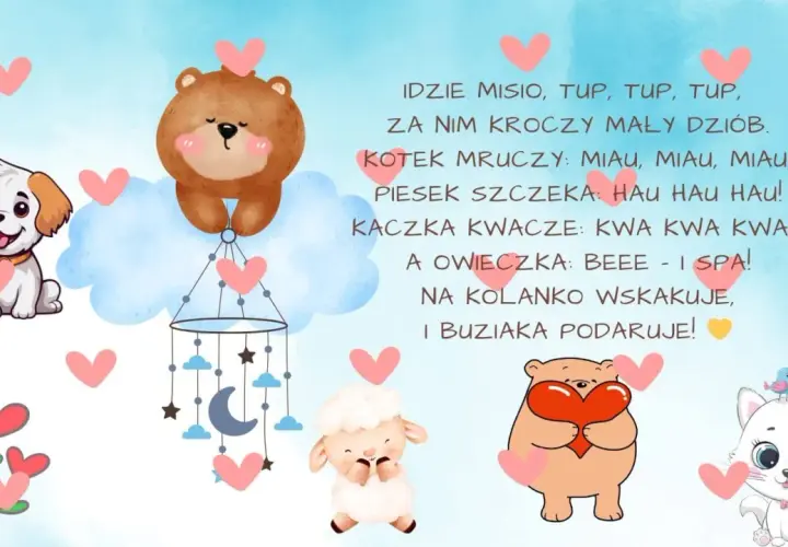 Urocze wierszyki na wesele dla dzieci śmieszne z misiem, pieskiem, kotkiem i owieczką.