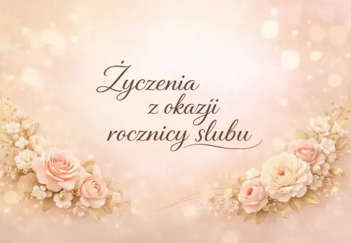 Eleganckie życzenia na 30 rocznicę ślubu, ozdobione pastelowymi różami i delikatnymi światłami.