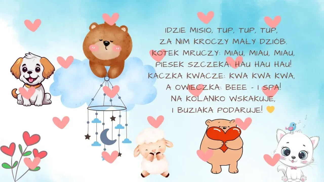 Urocze wierszyki na wesele dla dzieci śmieszne z misiem, pieskiem, kotkiem i owieczką.