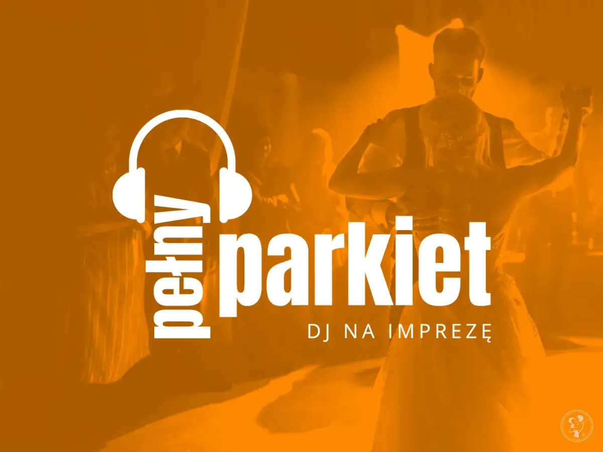 Para młoda tańczy przy świetnej muzyce na weselu. Logo